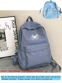 1pc Back To School Large Capacity Multi-Compartment Storage Spider Print Backpack, Nylon Material With Zipper Closure, Adjustable Shoulder Straps, Suitable For Daily Use, Outings, Shopping, School - Multicolor - View 15