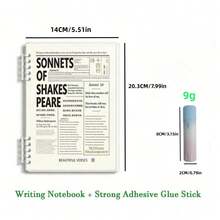 A5 Solid Glue Refillable Loose Leaf Notebook All-In-One Stationery Set, Detachable Journal Notebook For Student Study Office Daily Writing Back To School School Supplies - A - View 5