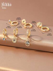 Hihho 1 Pair Classic Fashion Retro Evil Eye Ear Cuff Earrings Set, Sparkling Zirconia Inlaid Wisdom Eye Charm, Exquisite Women's Fashion Jewelry Earrings Suitable For Daily, Holiday, Party Decoration And Gift - Earrings Set - View 7