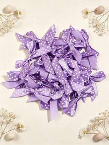(50 Pieces/Bag) Satin Polka Dot Bows, 4cm Ribbon Bow With Various Colors For Gift Decoration And Making Hairpin Headwear, DIY - Polka Dot Bow - View 14