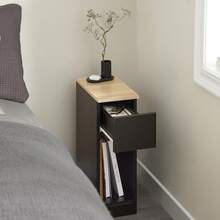 Mesita de noche estrecha SoBuy de 20 cm con cajón, mesa auxiliar que ahorra espacio para habitaciones pequeñas, dormitorio, sala de estar, color negro, 20x35x60 cm, FBT111-SCH - Negro - Ver 9