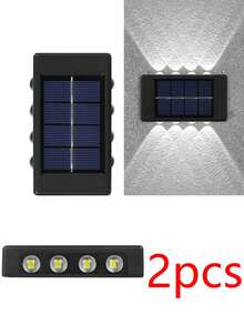 2pcs Solar Up & Down Light Wall Lamp, 10/8/6 LED Waterproof Outdoor Wall Light, Auto On/Off Warm White Landscape Lighting, Suitable For Yard Fence Stairs - 2PCS - View 14