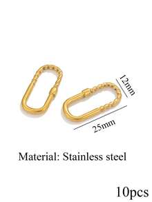 10 pièces Anneaux de connexion en acier inoxydable plaqué or 18K, pendentif ovale multi-texture, torsadé, lisse et ondulé, pour boucles d'oreilles et bracelets, fournitures de fabrication de bijoux DIY - cadre - Voir 13