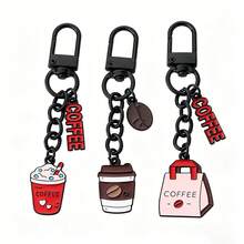 2/3pcs Fun Cartoon Multi-Color Enamel Coffee Latte & Takeout Bag Keychain Pendant, Decorate Wallet & Keys, Gift & Daily Accessory, Versatile Durable Backpack Hanging Chain, 3D Cartoon Coffee Utensil Shape Detachable Backpack Clip Detail Key Accessory - Multicolor - View 11