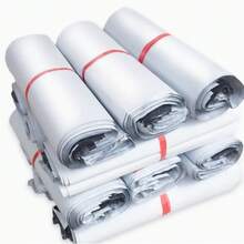 50piezas Bolsas de mensajería de color blanco, diseño gráfico simple bolsas de embalaje multiusos, adecuadas para escuela, oficina, regalos, embalaje de mensajería empresarial - Blanco - Ver 1