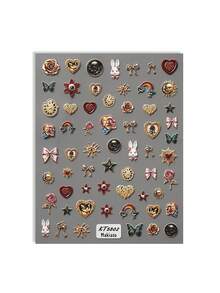 Vintage Baroque Embossed Nail Art Stickers, One Style With White Rabbit, Clock, Rose, Heart, Bow, Sun Designs, Another Style With Angel, Cat, Rose, Swan, Heart, Bowknot Designs, Suitable For French Court, Dark Fairy Tale, Lolita, Halloween, Vintage Wedding Nail Styles, Self-Adhesive Ergonomic Fit Resistant To Peeling, Best Choice For Women And Girls DIY Nail Decoration, Professional Nail Salon Craft Accessories - Multicolor - View 14