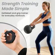 Shoze Versatile Home Fitness Bundle Fillable 8kg Kettlebell Pair Grip Rings Custom Weight Yoga Strength Training Gear - Black - View 2