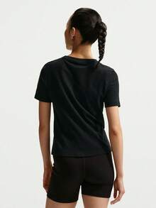 Nike Women's AS W NSW SS BURNOUT LOGO TOP Short Sleeve Knit Collarless T-Shirt TIO1517-010 - Black - View 2
