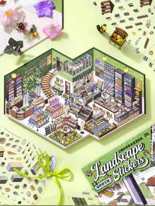 全新 5.0 店鋪管理裝飾場景貼紙：港口海鮮店/綠色花店裝飾貼紙，3D 微縮場景，無需裁剪，DIY 手帳與收納裝飾文具用品 - 多款式 - 查看 5