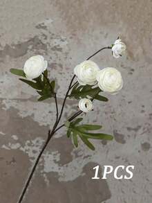 6件人造絲綢毛茛花，5朵頭白色仿真玫瑰花莖，婚禮花束，桌上裝飾，廚房裝飾，新娘派對，居家裝飾，臥室，房間裝飾，餐桌，浴室，秋季裝飾，宿舍，情人節，嬰兒派對裝飾 - 白色 - 查看 14