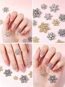 30 Stück/Box Punk-Stil Legierung Schneeflocken Nagelkunst Dekoration, Europäischer & Amerikanischer Stil 3D Strass Glitzer Schneeflocken Nagelsteine, Y2K Strass Kunstnägel Nagelkunst Zubehör, Multifunktionale DIY Dekorationszubehör, Sommer Nagelkunst Zubehör Nagelcharms - Verschiedenfarbig - Übersicht 6