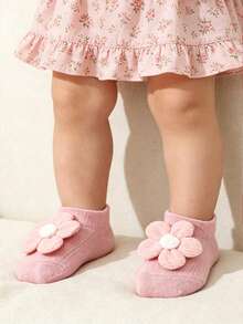 4 Pasang Kaos Kaki Bayi/Balita Perempuan Motif Bunga Lucu, Kaos Kaki Pendek Warna Polos Anti Selip, Serbaguna untuk Semua Musim - MultiWarna - View 9