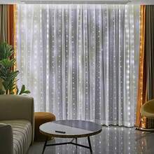 1 pieza Luces de cortina LED alimentadas por USB con 8 funciones de iluminación, luces de cadena colgantes ambientales para boda, fiesta de cumpleaños, ventana, sala de estar, decoración de pared de fondo, iluminación interior para días festivos (control remoto sin batería) - Luz de cortina USB - Ver 5
