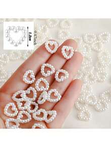 100/200/500pcs Pearl Heart-Shaped Table Scatter Decor, Plastic Faux Pearl Wedding Table Decoration, DIY Handmade Nail Art Decor, Suitable For Wedding Party Cake, Size: 0.47 Inch - A - View 3