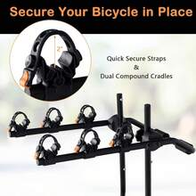 3-Bike Mounted Rack, Trunk Mount Bike Rack With Adjustable Length And Angle, Protective Cradles, Fix Straps, Car Bicycle Rack Carrier, Compatible With Sedans, Hatchbacks, Minivans - 1 - View 5