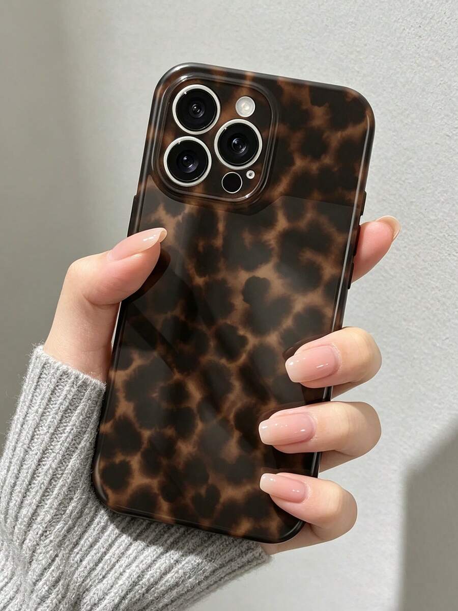 1件琥珀豹紋亮面硬殼手機殼，相容 iPhone 17 Pro、17e、16e、15、14、13、12、11、XR、XS Max，獨特時尚 Y2K 配色，送給朋友、家人和愛人的完美禮物 - 彩色 - 查看 1