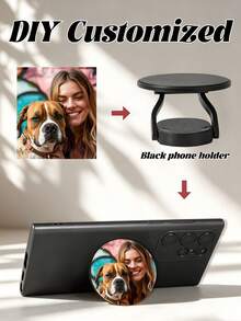 1pc Customized Pet, Buddy, Friend Portrait Phone Case Stand ,Girly Girl Stuff - Black - View 2