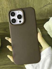 高級棕色 TPU 混合液態矽膠手機殼 - 抗黃變柔軟保護，相容於 Apple 手機 - 棕色 - 查看 3