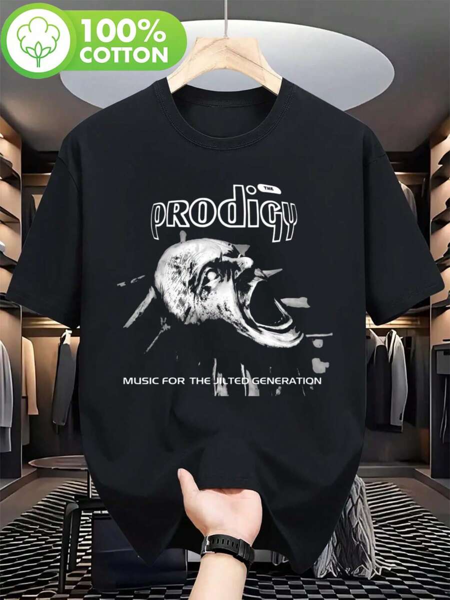 The Prodigy The Band Is For"The Deceived Generation"Designed Pattern T Shirt - Unisex Street Style Black T Shirt,Featuring A Striking Band Logo And Iconic Design So Pattern. - 黑色 - 查看 1