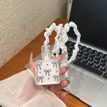 4件組金屬網銀色小蝴蝶結充電器保護套組，適用於Apple 18/20W充電器。套組包含一個數據線保護套，防止數據線裂開。防污、可愛時尚日韓風設計，節日小禮物，送給好友女友 - 彩色 - 查看 3