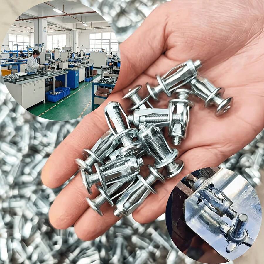 重型鐵製中空金屬板鋁緊固件,適用於匹配花瓣螺絲錨栓、膨脹塞與特殊緊固件,適用於中空牆面與面板,包含窗簾鉚接螺母與汽車螺絲,尺寸 M4-4*20mm - 多款式 - 查看 1