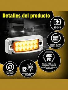 8pc Rectangular Side Ceiling Light Tab Strobe Lights 12-24v - 黃色 - 查看 2