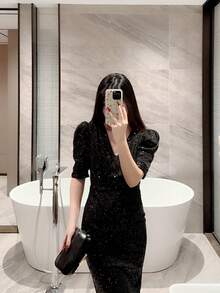 1個靜奢風不對稱造型方盒晚宴手拿包，浪漫婚禮手提包，春夏斜背鏈條包，新娘正式派對包，舞會手拿包，優雅晚禮服包 - 黑色 - 查看 10