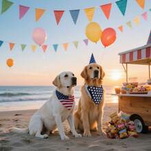 2 Packs, Triangle Reversible American Flag Pet Patriotic Scarf For Boy And Girl, Premium Durable Fabric, Medium And Large Dogs (Large) - Red and White - View 2