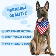 2 Packs, Triangle Reversible American Flag Pet Patriotic Scarf For Boy And Girl, Premium Durable Fabric, Medium And Large Dogs (Large) - Red and White - View 5