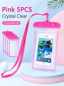 1/2/3/5入通用防水手機袋 防水手機殼 適用於 iPhone 14/13/12/11 Pro Max/XS Plus、Galaxy S22/S23 手機 (最高 7.0 吋) 3D 手機防水乾袋 - 玫紅色 - 查看 18