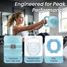 Shoze Versatile Home Fitness Bundle Fillable 8kg Kettlebell Pair Grip Rings Custom Weight Yoga Strength Training Gear - Blue - View 3