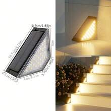 4pcs Solar-Powered 24LED Step Lights - Outdoor Pathway & Staircase Lighting With Auto On/Off, Durable Plastic Semi-Flush Mount For Garden, Patio, Walkway - Energy-Efficient Landscape Decor, Solar Outdoor Lights, Patio Illumination, Modern Lighting - 24LED Staircase Light - View 6