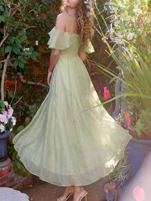 Women Elegant Graduation Dress Evening Party Prom Spaghetti Strap Robe Chic Wedding Guest Slim Beach Outfit Birthday Sage Green Summer - Olive Green - View 2