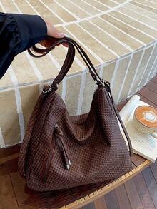Mochila de gran capacidad estilo coreano, nuevo bolso bandolera de moda versátil para ir al trabajo, bolso de hombro tipo tote - Café - Ver 11