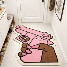 1 pieza Alfombra decorativa con forma de pistola rosa de cachemira sintética, alfombra de sala de estar, felpudo de puerta, felpudo de puerta exterior, alfombra de cocina, decoración del hogar, felpudo de puerta principal, alfombra de área pequeña, alfombra exterior, decoración del hogar, alfombra de área, alfombra de jardín, alfombra lavable - Multicolor - Ver 5