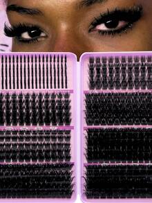 LUXE 04-Baddie-Lashbook, 550 pezzi di ciglia finte individuali con curvatura D | Kit fai-da-te per estensione ciglia personalizzata | Leggere e dall'aspetto naturale | Riutilizzabili | Perfette per uso quotidiano, appuntamenti e feste | Ciglia simili al visone - Visualizzare 3