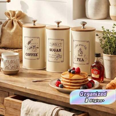 3er Set luftdichte Kaffee Zucker Tee Aufbewahrungsbehälter