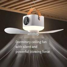 1pc Portable Handheld Fan Light, Rechargeable Remote Control LED Night Light, Brushless Motor Low Noise, USB Charging Mini Fan, Suitable For Dorm, Home, Outdoor Use - 1pc - View 2