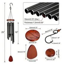 FYTOLE 1pc Outdoor Wind Chime With 12 Aluminum Alloy Tubes And Hanging Hook,Outdoor Memorial Windchime,Holiday Decor,Party Decoration,Suitable For Outdoor Garden And Memorial Space Festival Decoration Rama,Wall Decor Gifts Birthday Graduation - 1PC - 查看 9