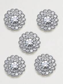 5 Stücke/Packung Metall-Strass-Knöpfe, mehrfarbig & mehrgrößig, handgenähte dekorative Accessoires für Pullover, Mäntel, Hemden, Jacken, Kleider, Kleidung Handgefertigte Nähutensilien - Mehrfarbig - Übersicht 28