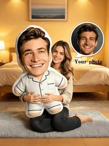 Customized Pajama Style Face Pillow, Personalized Photo Human-Shaped Cushion, Unique Personalized Commemorative Gift, Exclusive Customized Gift For Couples, Surprise Gift For Boyfriend, Husband, Family; Suitable For Birthday, Valentine's Day, Anniversary, Christmas, Halloween, Thanksgiving Gifting Occasions - Upload Picture Customization - View 2