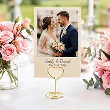 5/10/20 pièces Porte-numéros de table en forme de cœur doré, supports photo, pinces pour menus en papier et panneaux de table à l'aquarelle verte, convenant pour les arrangements de sièges de mariage ou de fête, pliables, taille 3.54" X 3.93", fournitures pour fête de la Saint-Valentin - Plusieurs styles - Voir 3