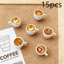 15/20pcs Coffee Cup Decorative Push Pins, Cute Latte Art Coffee Cup Shaped Thumb Tacks, Random Styles, For Bulletin Board, Desk Decor And Cork Board Accessories, Pins, Room Decor, Thumb Tacks - A - View 8