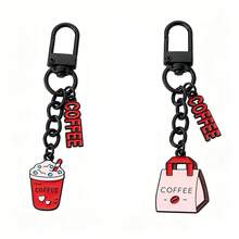 2/3pcs Fun Cartoon Multi-Color Enamel Coffee Latte & Takeout Bag Keychain Pendant, Decorate Wallet & Keys, Gift & Daily Accessory, Versatile Durable Backpack Hanging Chain, 3D Cartoon Coffee Utensil Shape Detachable Backpack Clip Detail Key Accessory - Multicolor - View 9