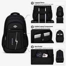 Ce sac à dos unisexe est conçu pour les voyages en plein air. Il offre une grande capacité et se distingue par ses détails multicolores élégants et sa fermeture éclair directionnelle. Il peut servir de sac à dos pour ordinateur portable grande capacité, de sac professionnel polyvalent, de sac à dos antivol pour homme, de sac à dos pour jeune, de sac pour ordinateur, de sac de voyage et constitue un excellent cadeau pour les fêtes. - Blanc - Voir 5