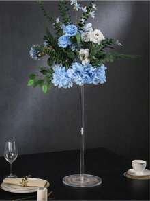 1 Stück eleganter Hochzeits-Blumenständer, transparente quadratische Acryl-Säulen-Dekovase, rechteckige Hochzeits-Tischdekoration, Event-Party-Weihnachts-Tischdeko, Blumenständer - Transparent - Übersicht 7