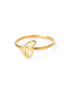 1PC Fashion 26 English Initial Chunky Rings For Women Men Opening 18K Gold Plated Smooth Letter Ring European And American Style Finger Jewelry - Gold Ring - View 19