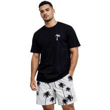 Men T-Shirt Co-Ords - White - View 1