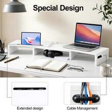 Dual Wooden Monitor Stand,Adjustable Length And Angle For Portable Monitor And Desktop PC Monitor - View 8