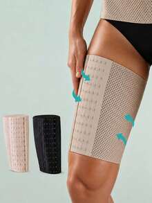 1 Pair Women's Shaping Leg Bands, Comfortable Ring Compression Design With Adjustable Snap Buckles, Slimming For Fitness Equipment Training, Indoor Workout And Daily Wear - Multicolor - View 1